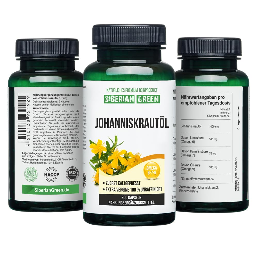 Siberian Green St. John's Wort Oil Capsules, 200 Capsules