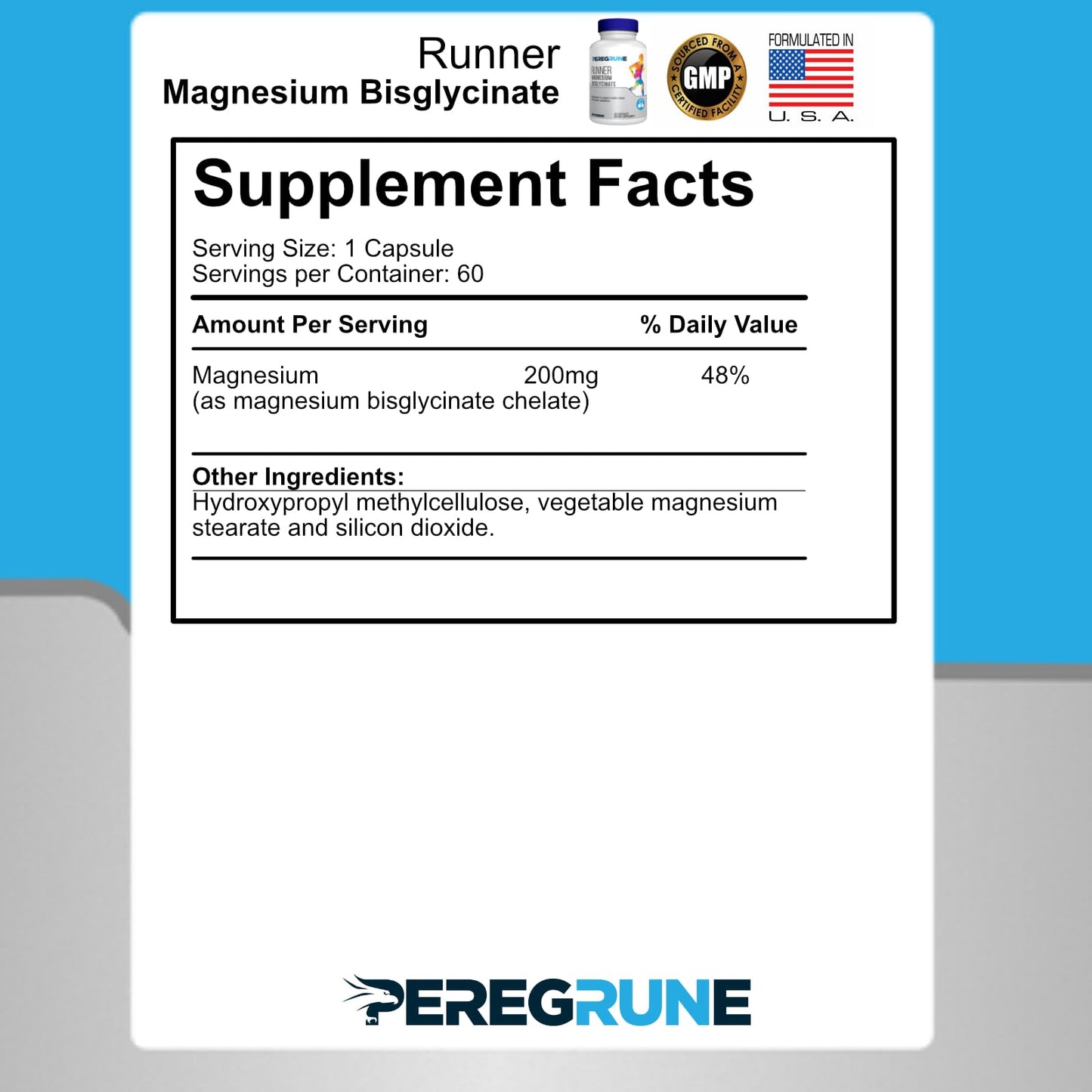 PEREGRUNE Magnesium Bisglycinate Capsule, 200 mg, 60 Capsules