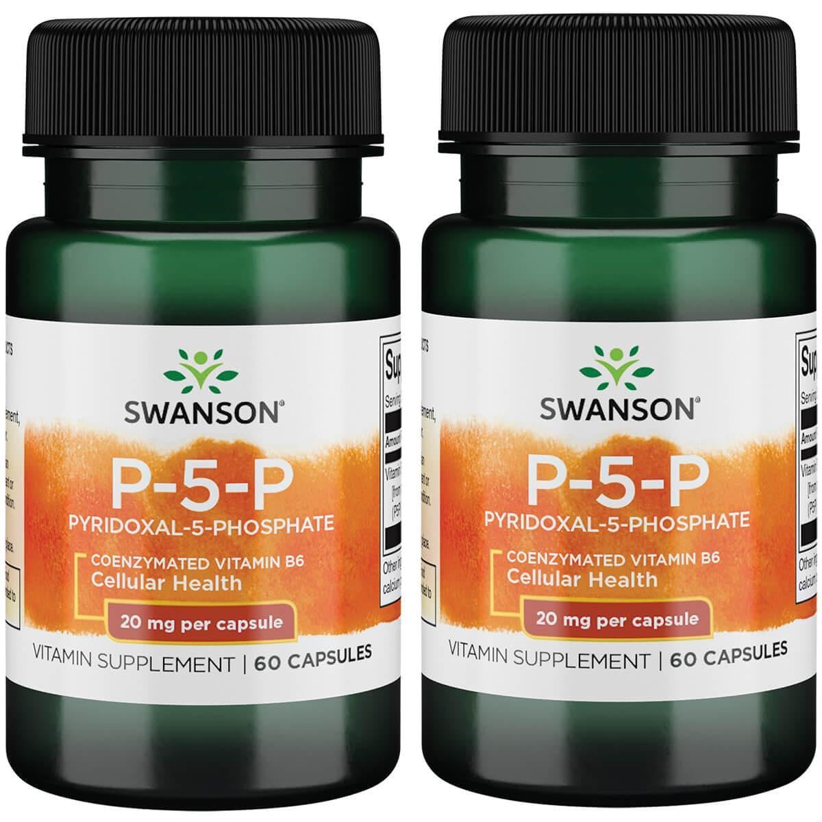 Swanson P-5-P (Pyridoxal-5-Phosphate) Coenzymated Vitamin B-6 20 Milligrams, 60 Capsules