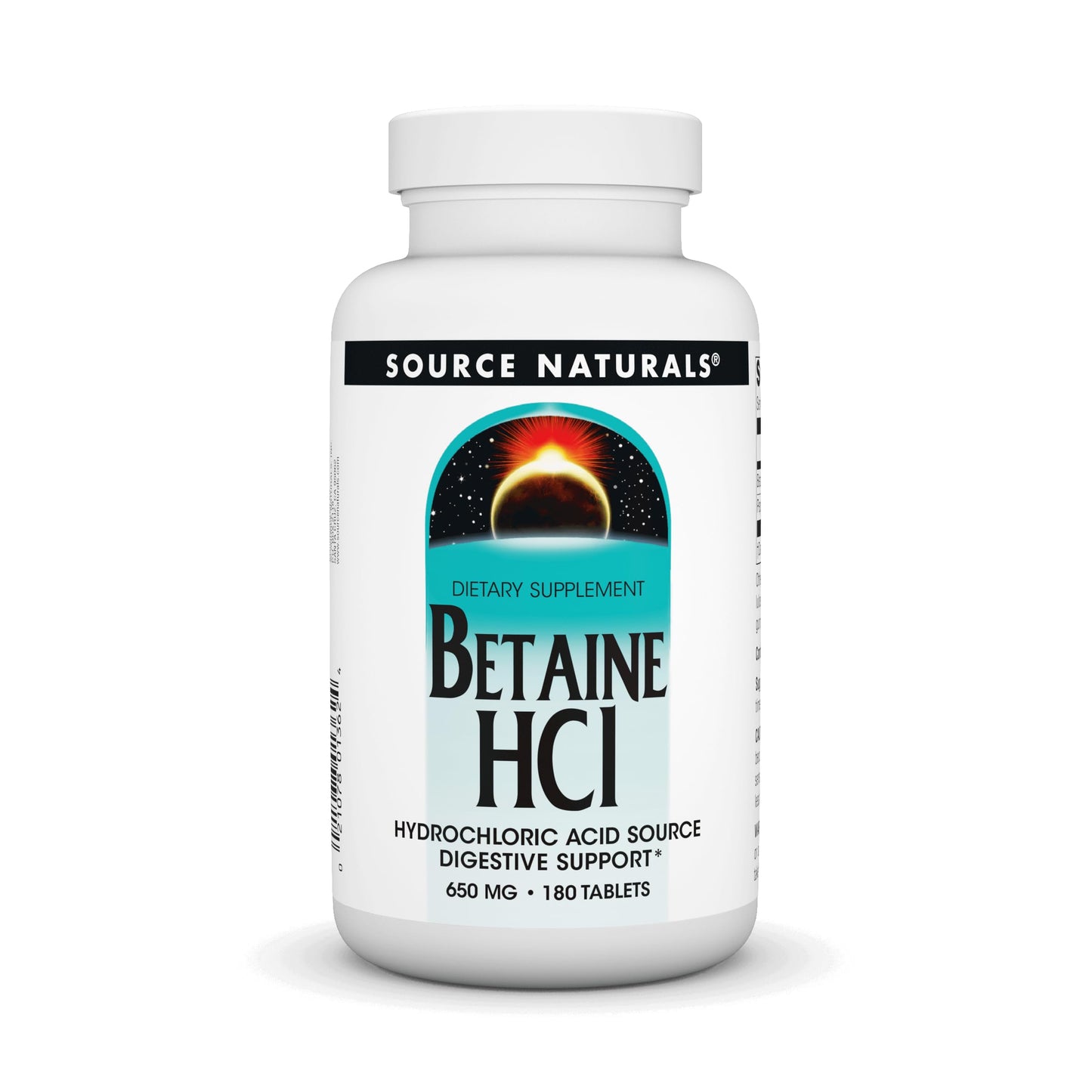 Source Naturals Betaine HCl Hydrochloric Acid Source 650 mg Tablet, 180 Tablets