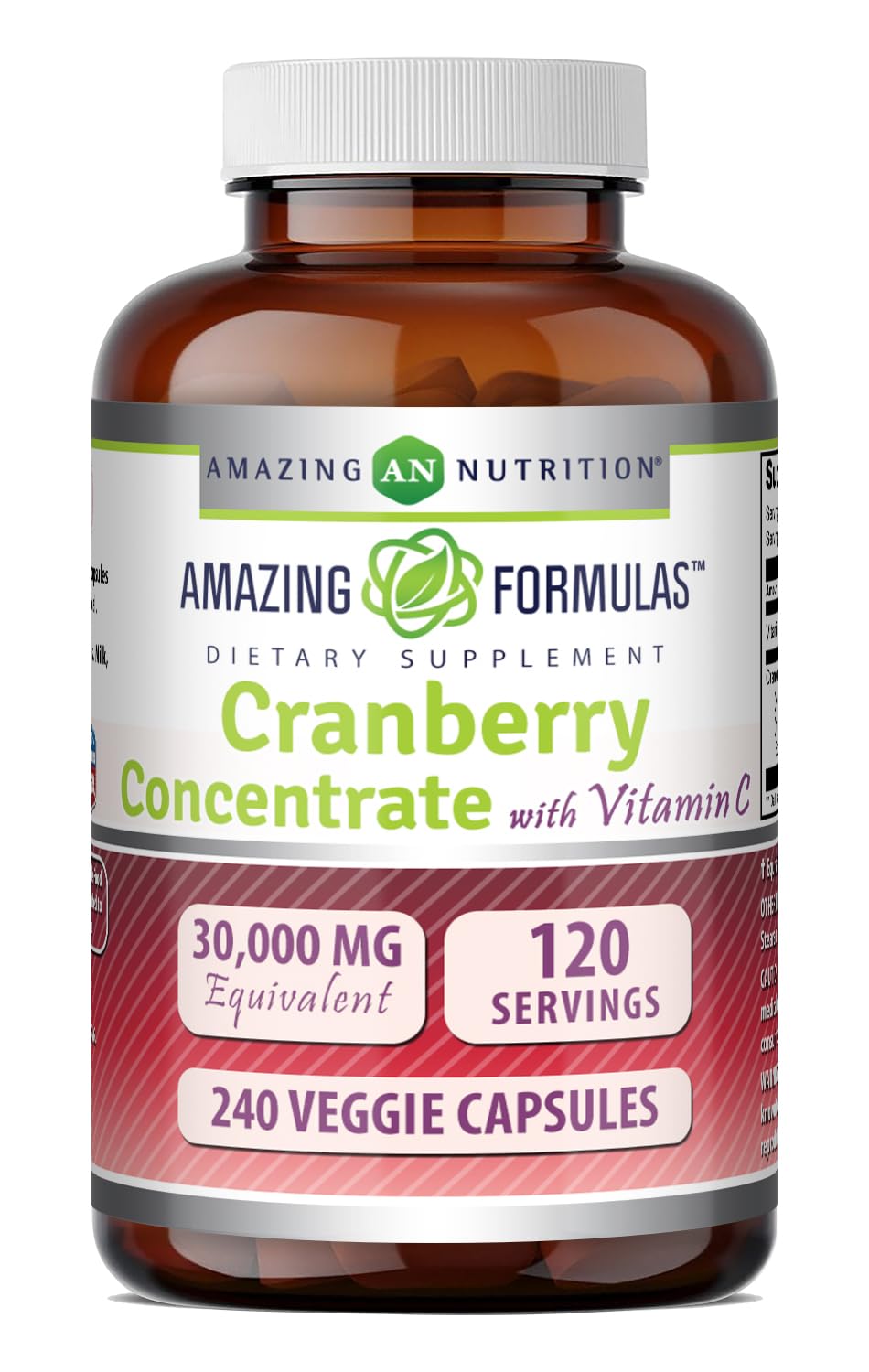 Amazing Nutrition Cranberry 600 Mg 50:1 Concentrate with Vitamin C Supplement Capsule 240 Count