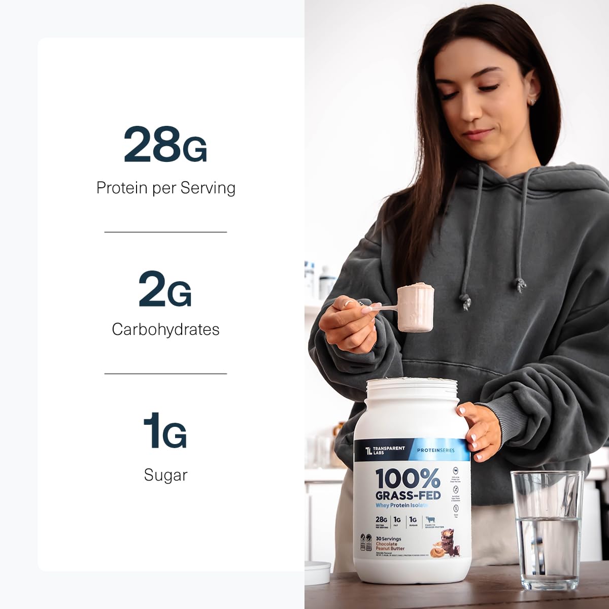 Transparent Labs Grass-Fed Whey Protein Isolate Powder (30 Servings, French Vanilla) & Grass-Fed Whey Protein Isolate Powder (30 Servings, Oatmeal Chocolate Chip Cookie)