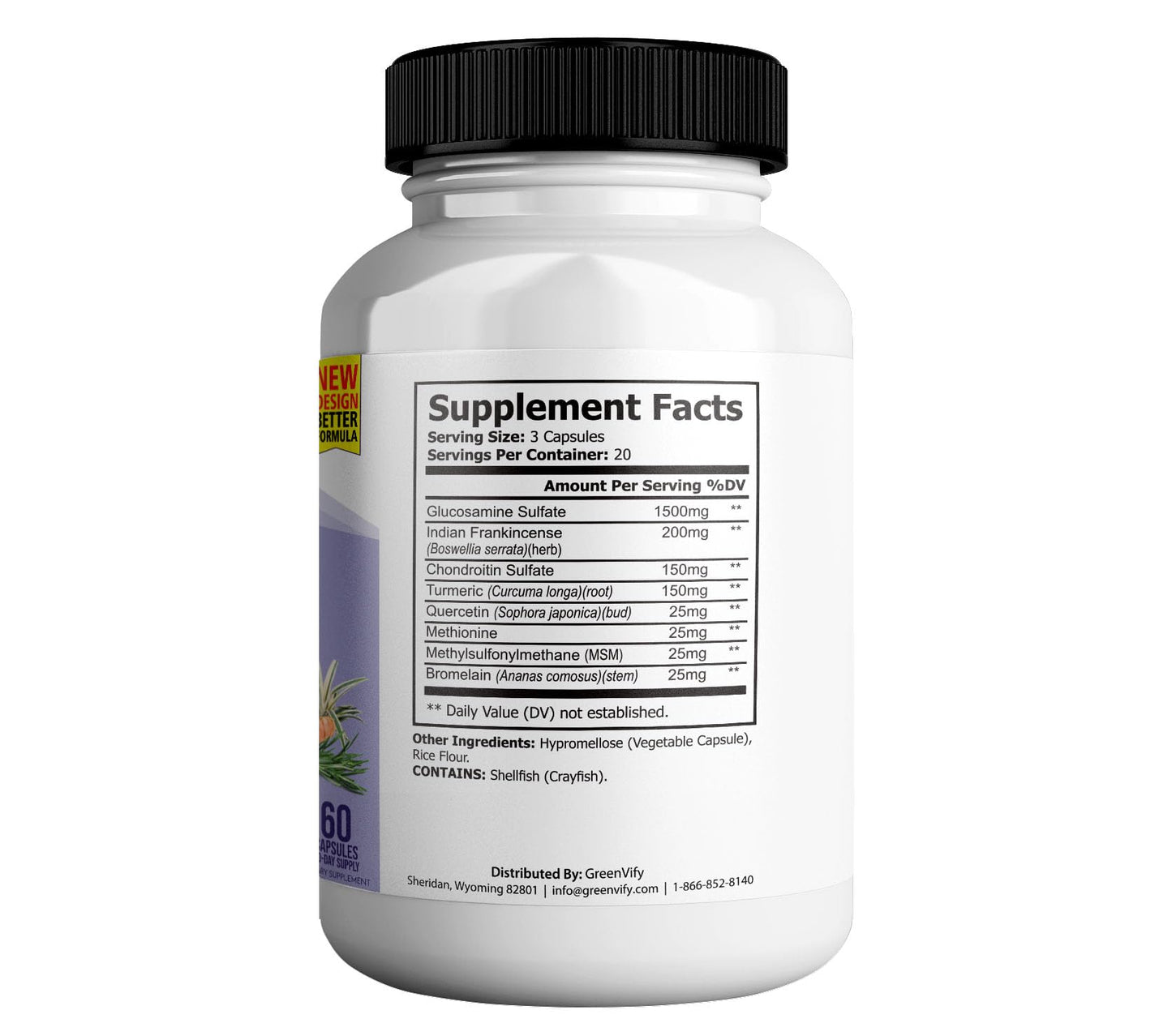 GREENVIFY Flush Factor Plus Max Natural Joint Support Supplement Extra Strength Comfort Complex Capsules 60 Count