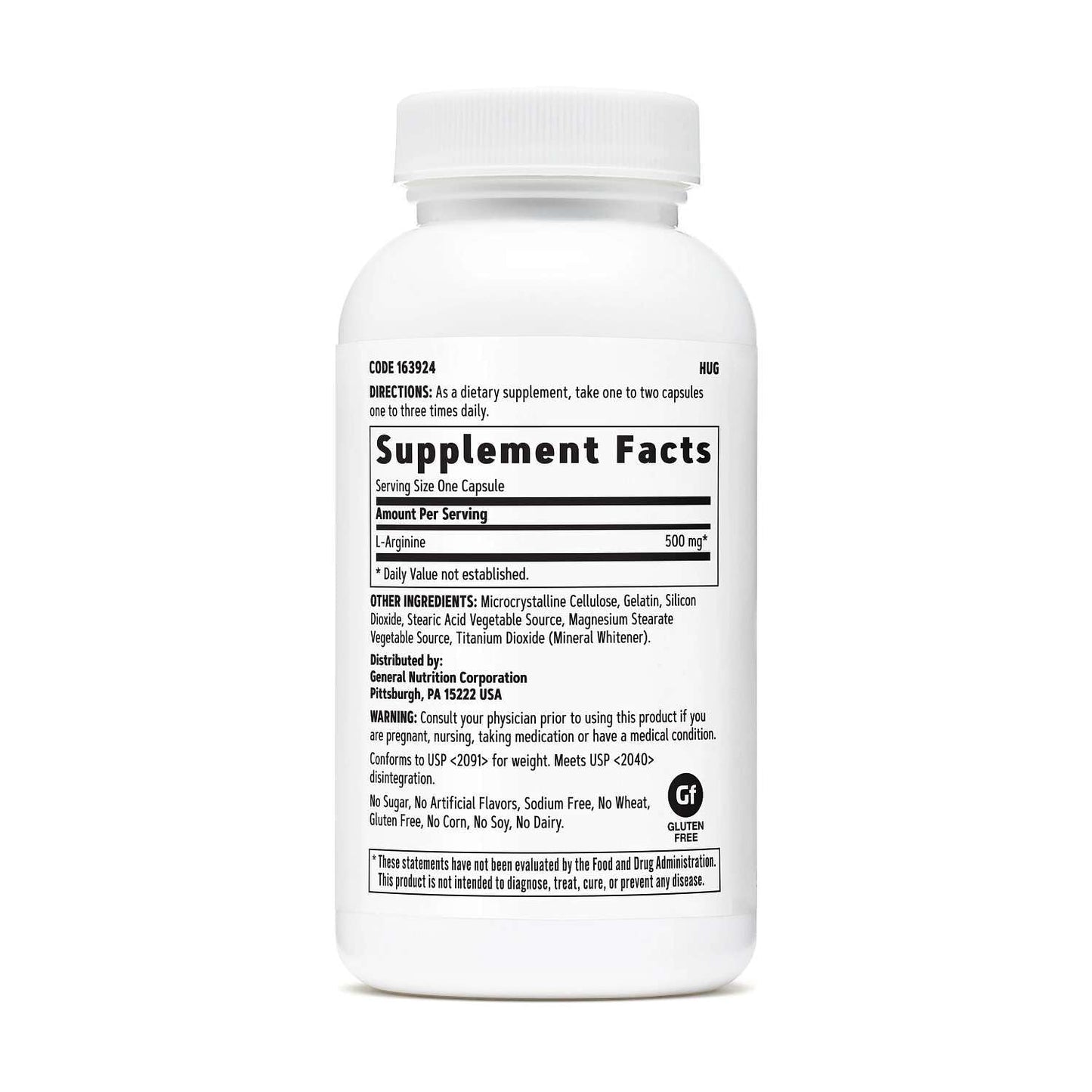 GNC L-Arginine 500mg Supplement Capsule, 90 Count