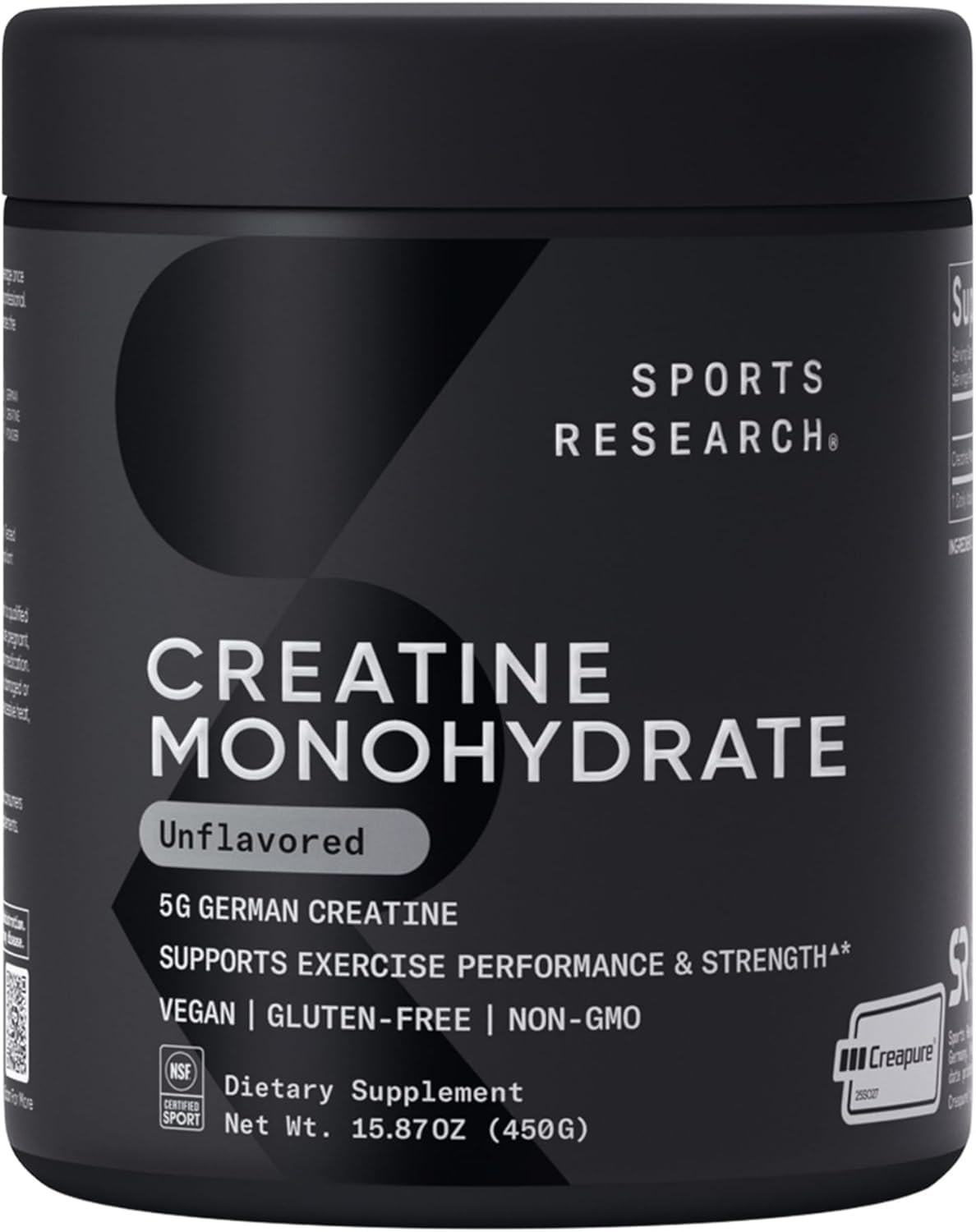 Sports Research Creatine Monohydrate Powder w/ Creapure - 15.87 oz, 90 Servings