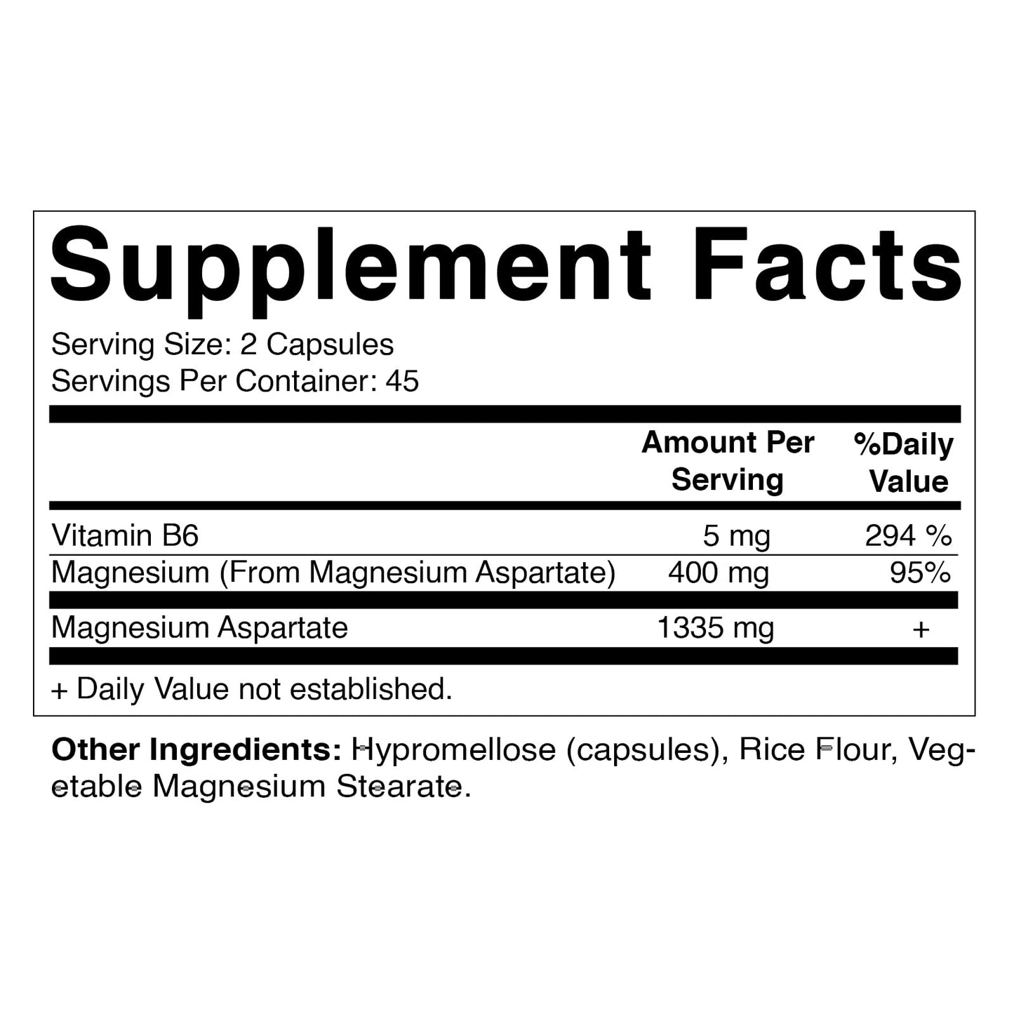 Vitamatic Magnesium Aspartate 400mg, 180 Vegetarian Capsules