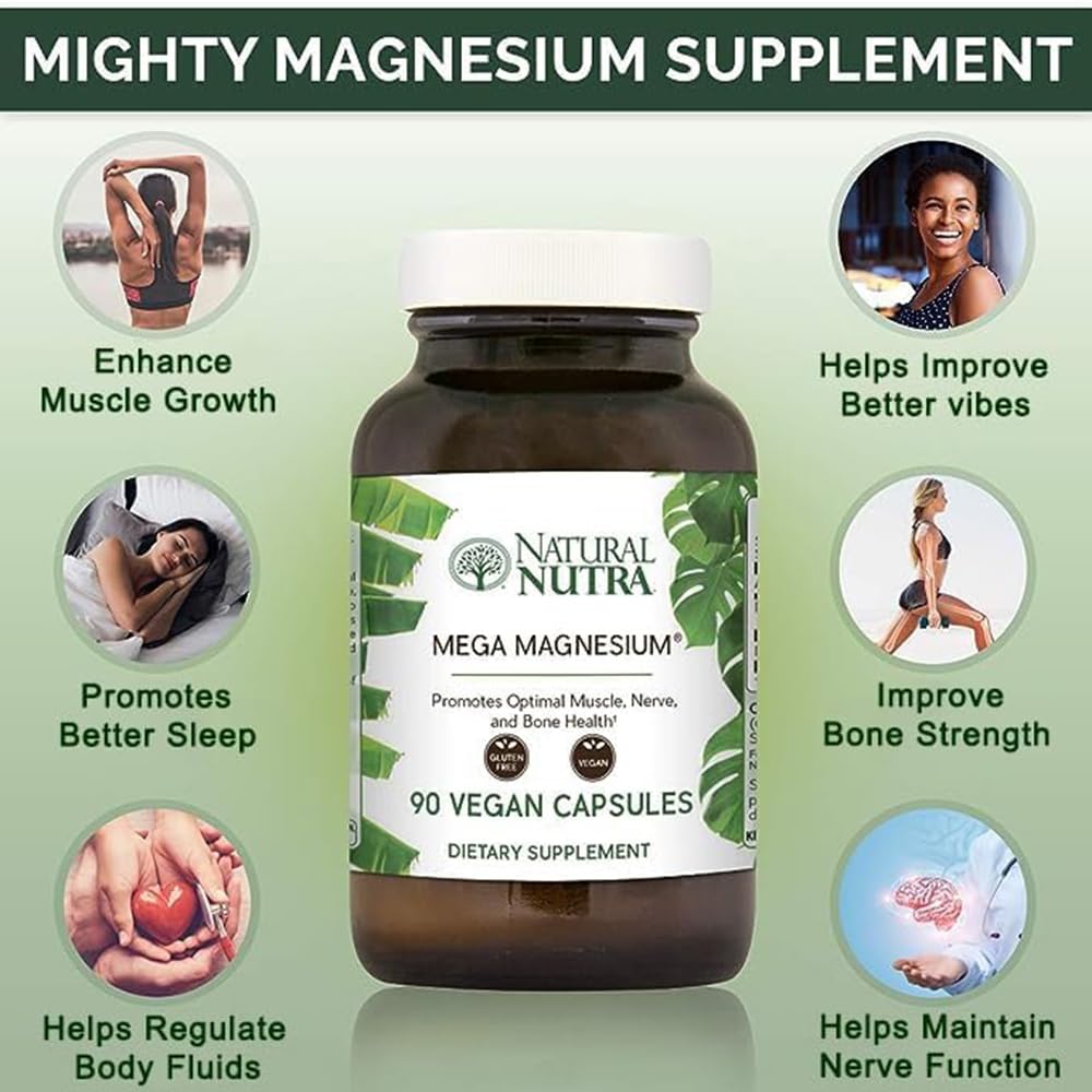 Natural Nutra Mega Magnesium 400mg Supplement Capsule, 90 Capsules