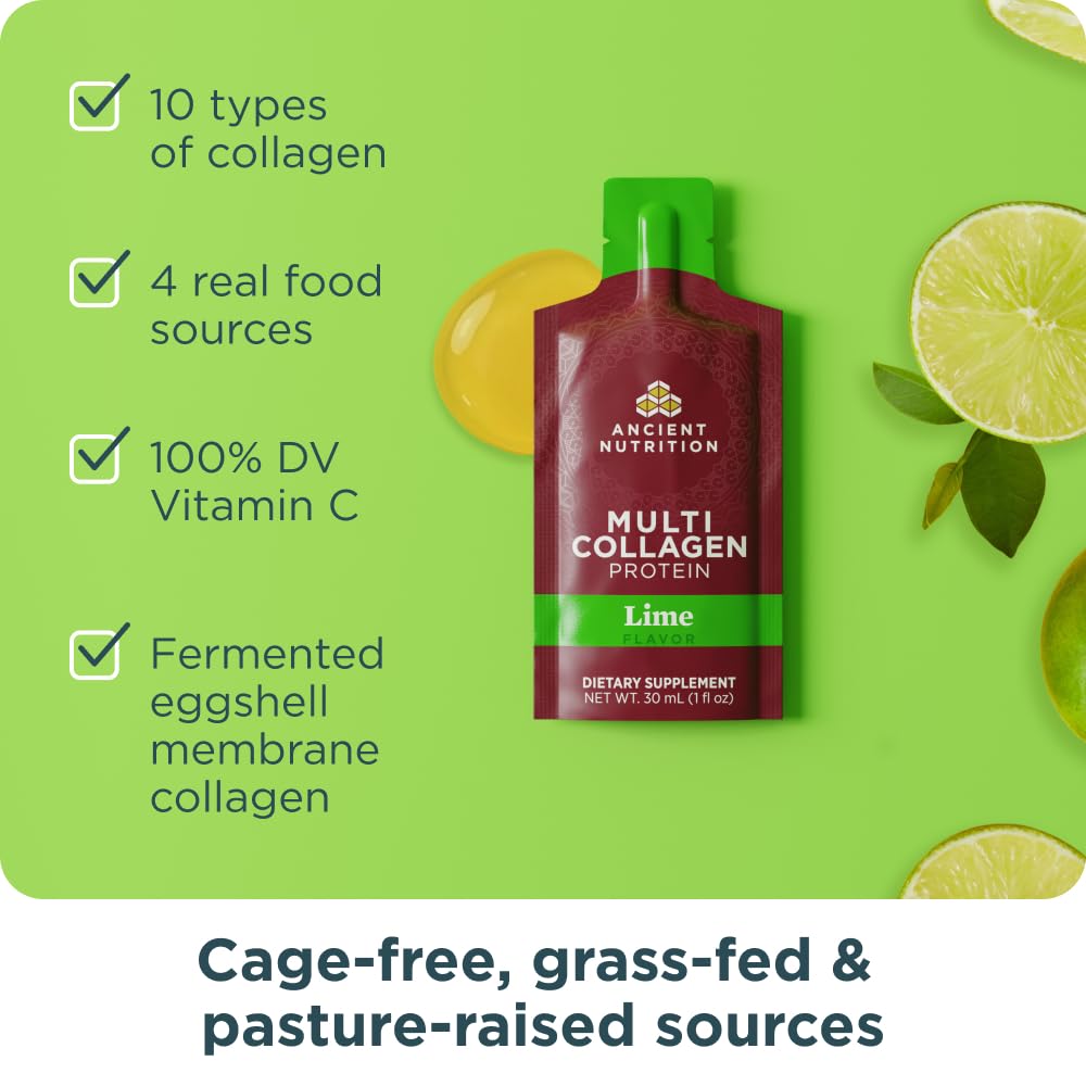 Ancient Nutrition Multi Collagen Protein Gel with Probiotics & Vitamin C, Hydrolyzed Collagen Peptides for Skin, Hair, Nails, Joints & Gut Health, Powder, 1