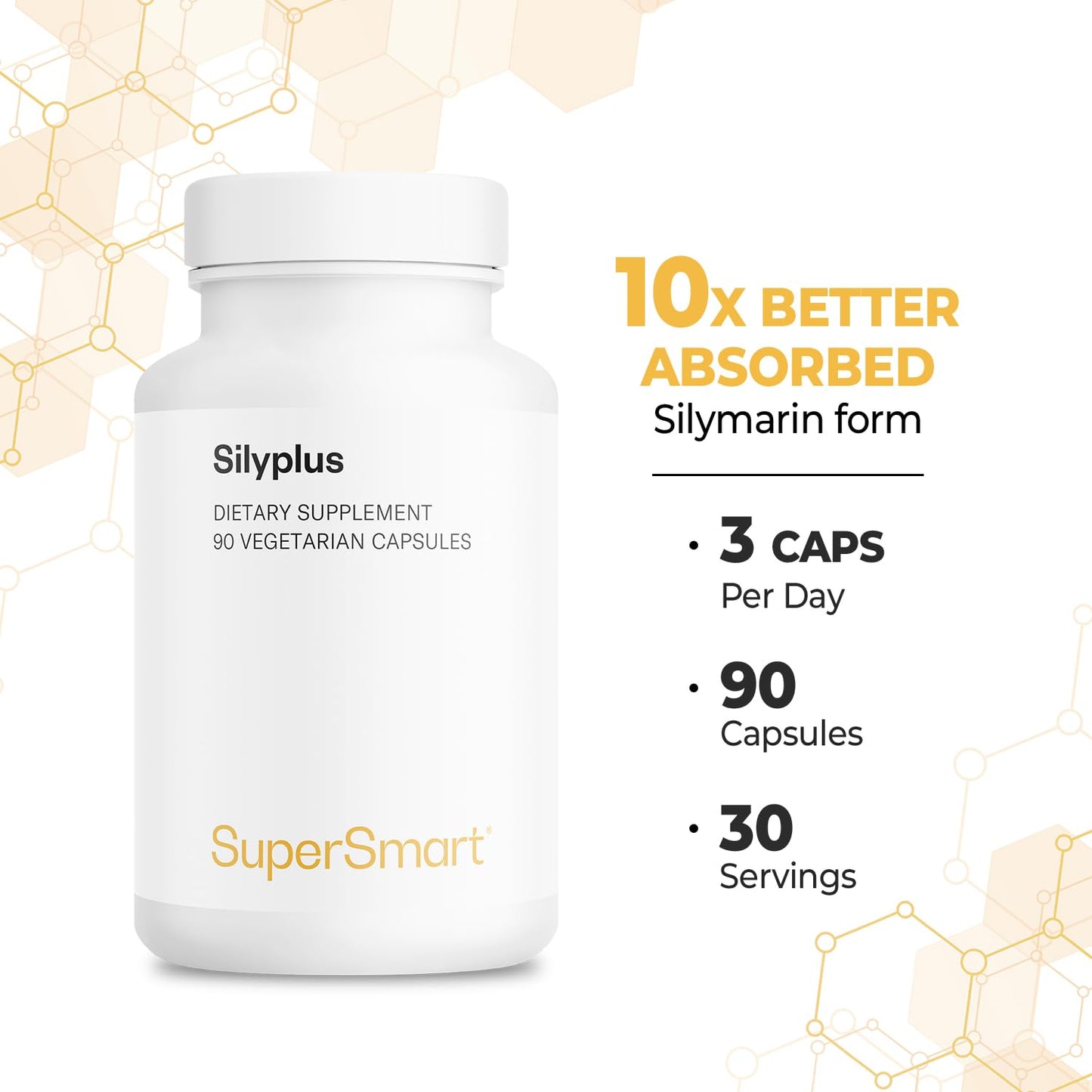 Supersmart Silyplus 360mg per Day with Silymarin Milk Thistle Siliphos Phytosomes Vegetarian Capsules, 90 Count