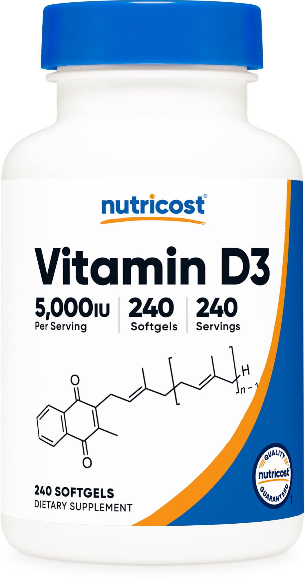 Nutricost Vitamin D3 5,000 IU (125mcg) Softgels, 240 Count