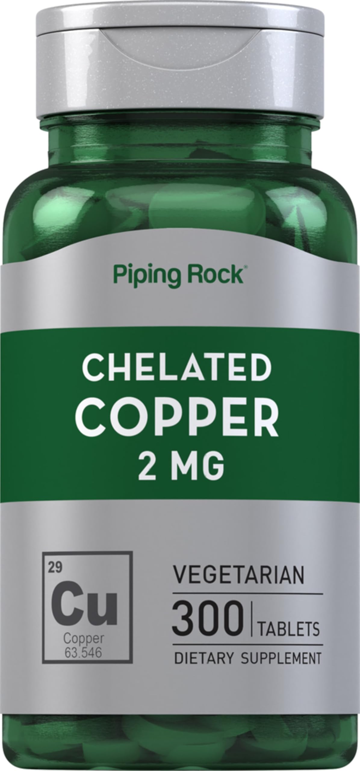 Piping Rock Chelated Copper 2 mg Supplement, 300 Tablets