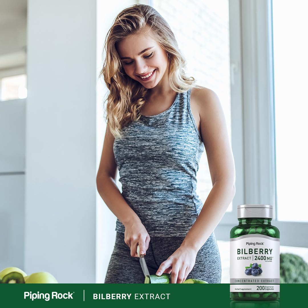 Piping Rock Bilberry Extract 2400 mg per serving Capsules, 200 Count