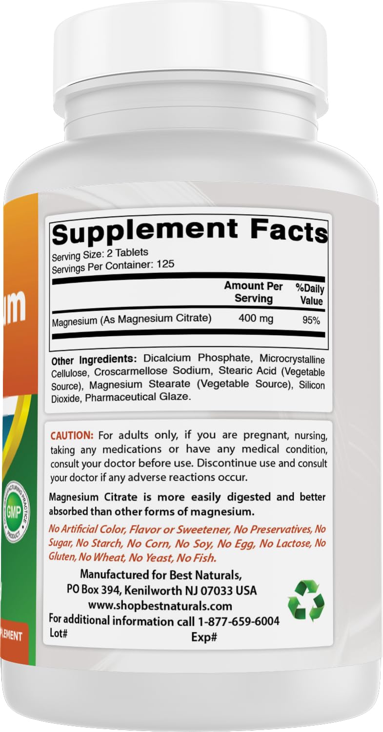 Best Naturals Magnesium Citrate Tablet, 250 Count