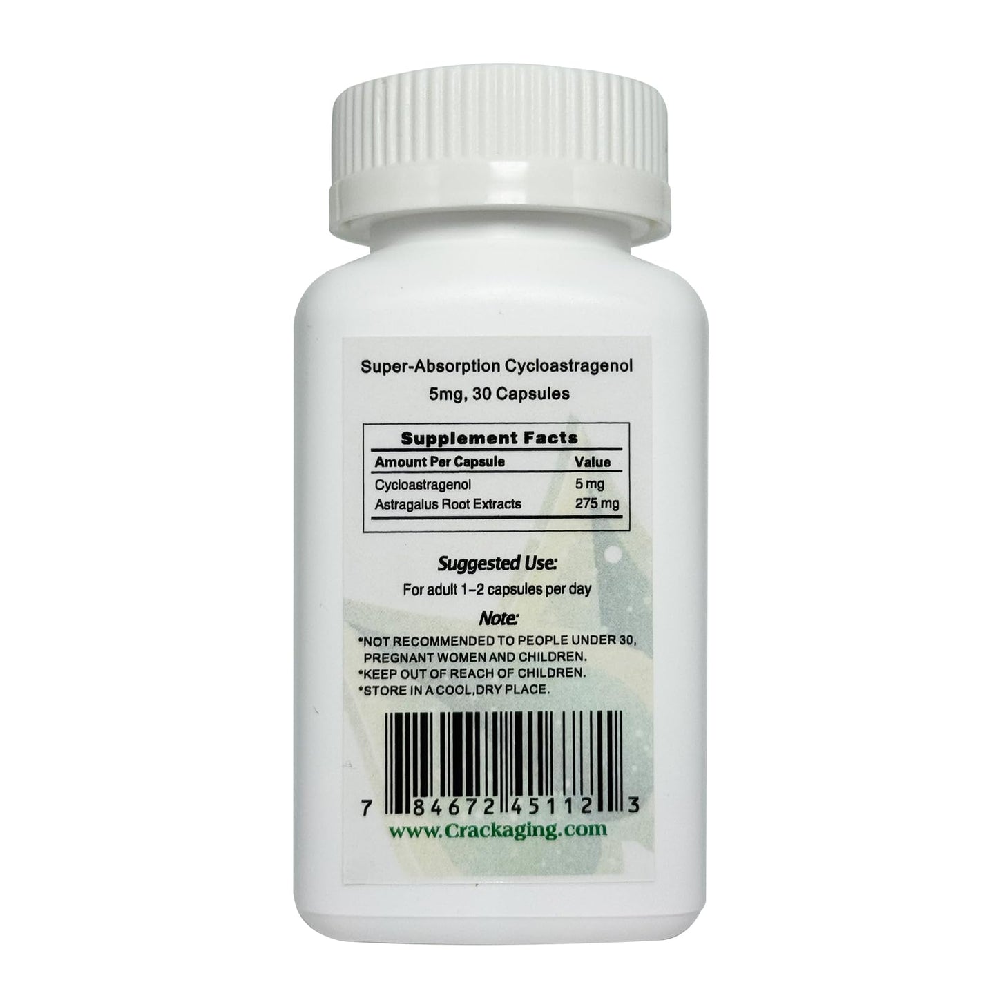 Crackaging Super-Absorption Cycloastragenol CA-100 5mg Capsules 30 Count