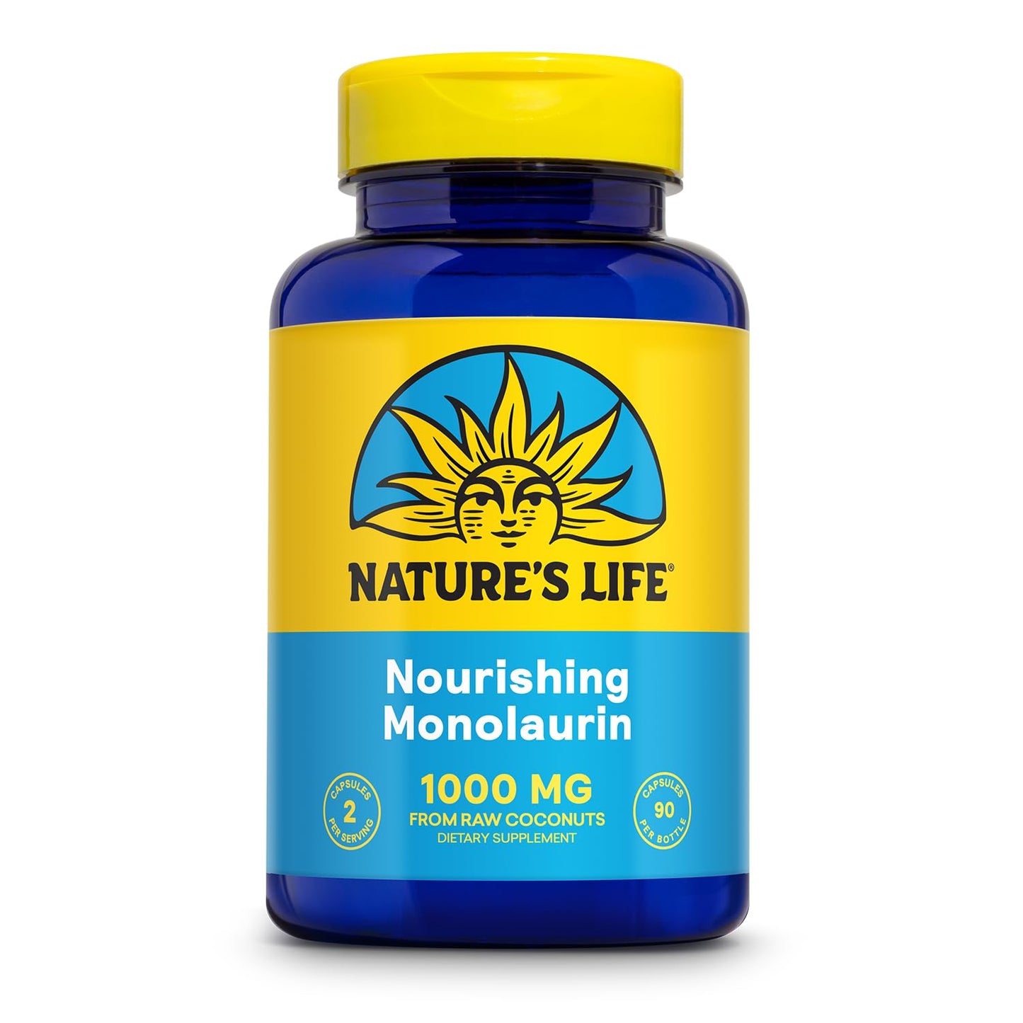 Nature's Life Monolaurin 1000 mg Capsules, 90 Vegetarian Capsules