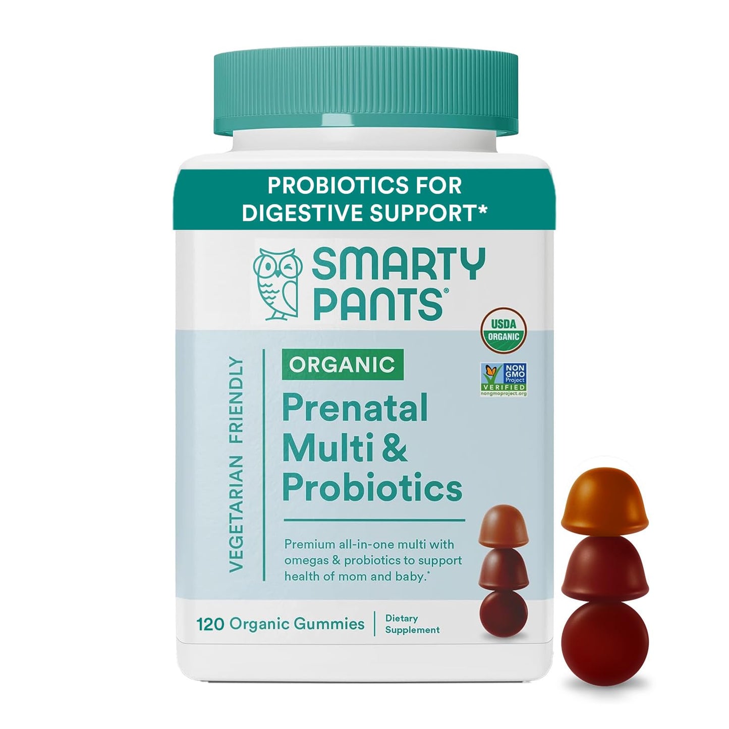 SmartyPants Organic Prenatal Vitamins for Women Multivitamin Gummies, 120 Count