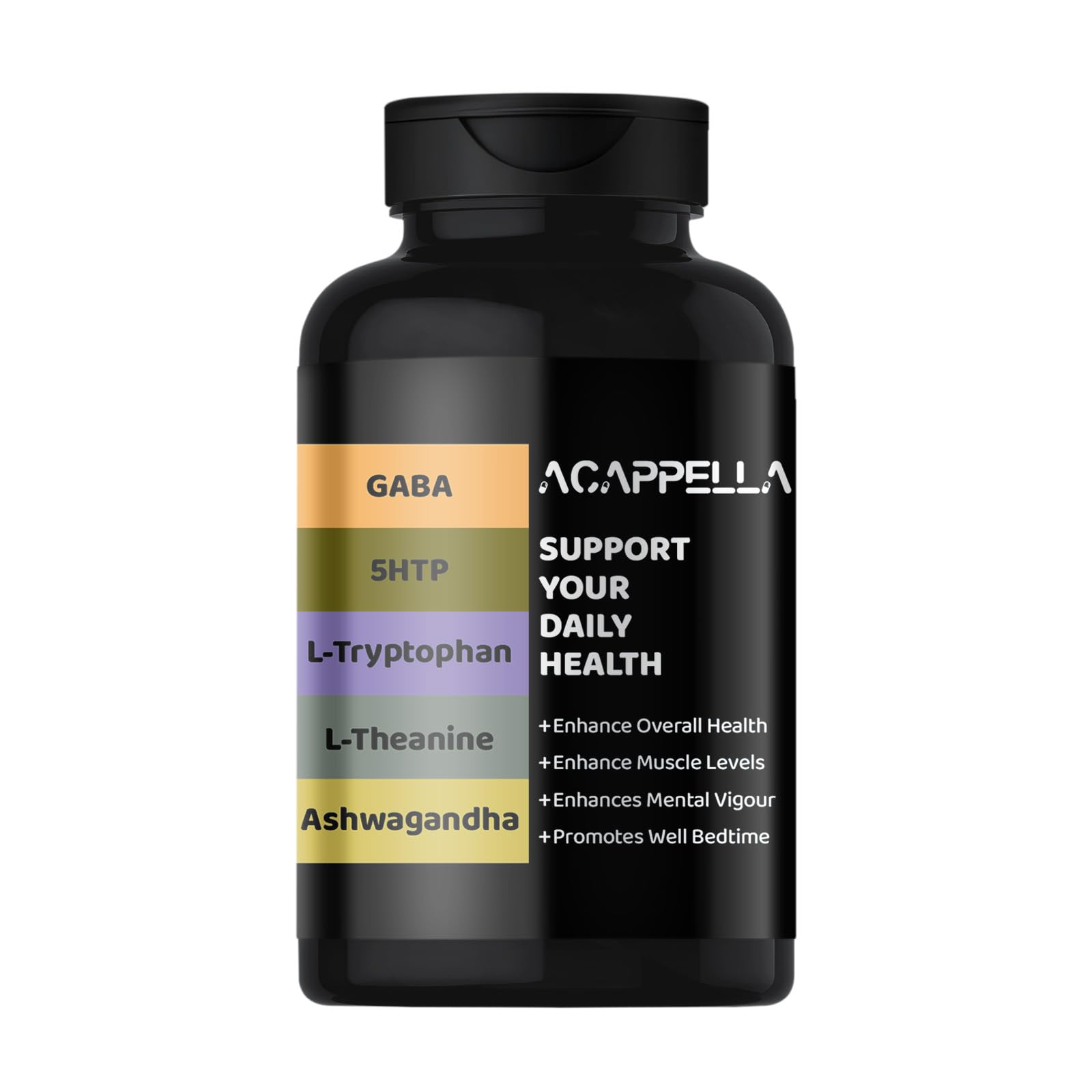 ACAPPELLA GABA Ashwagandha 5-HTP L-Theanine L-Tryptophan Emotional Mood Support Capsule, 120