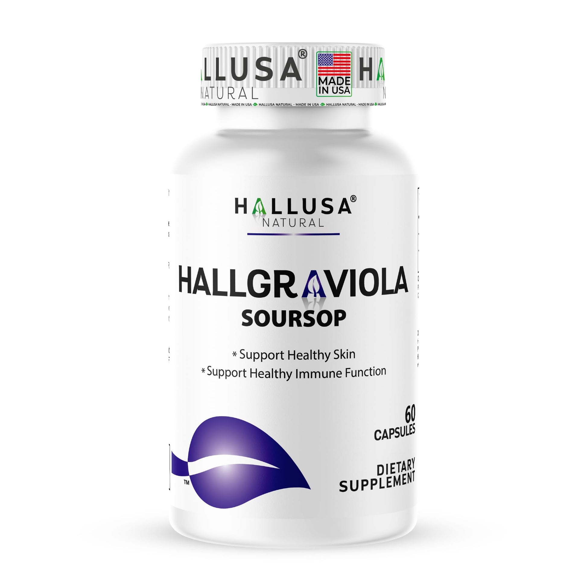 Hallusa Natural Graviola Leaf Capsules 800 mg, 60 Count