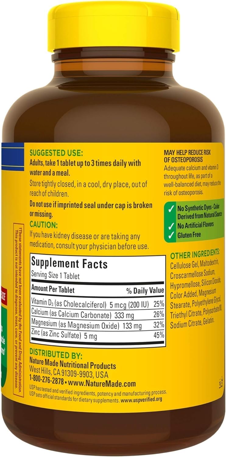 Nature Made Calcium, Magnesium & Zinc with Vitamin D Tablets, 900 Tablets
