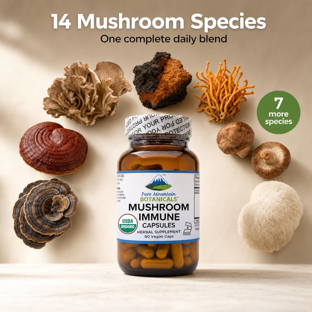 Pure Mountain Botanicals Mushroom Immune Support 90 Capsules