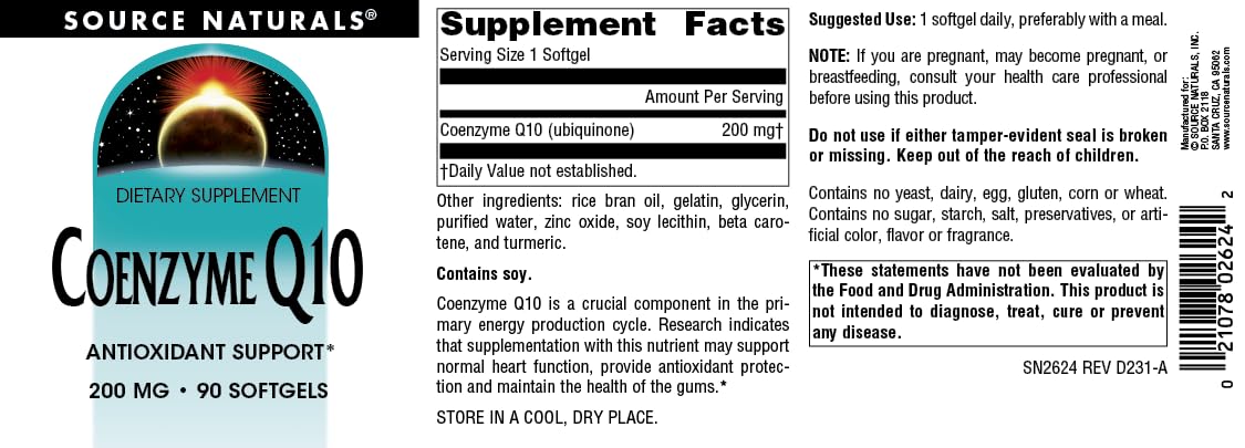 Source Naturals Coenzyme Q10 Softgels 90 Count