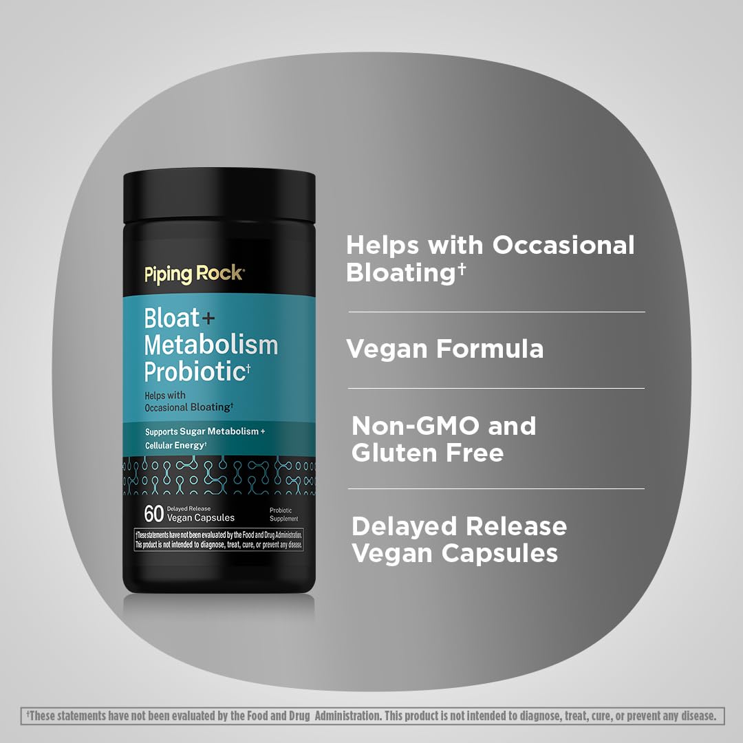 Piping Rock Bloat and Metabolism Probiotic Capsules 60 Count