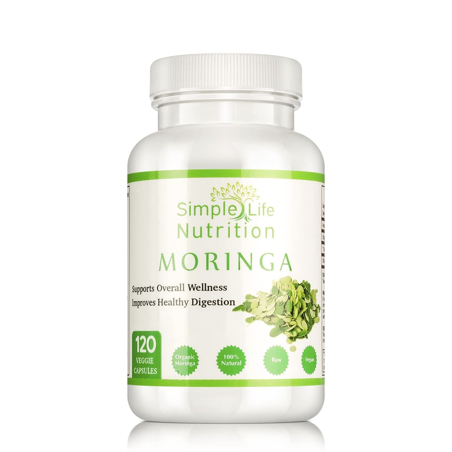 Simple Life Nutrition Organic Moringa Powder Capsules 120 Count