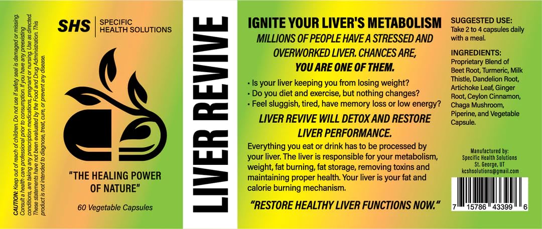 HEALTH AND MED.COM SHS Liver Revive Daily Herbal Liver Support Supplement 200mg, 60 Vegetarian Capsules
