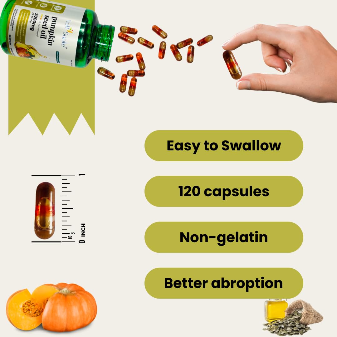 Voll Santé Pumpkin Seed Oil Capsule 2000 mg Per Serving, 120 Capsules