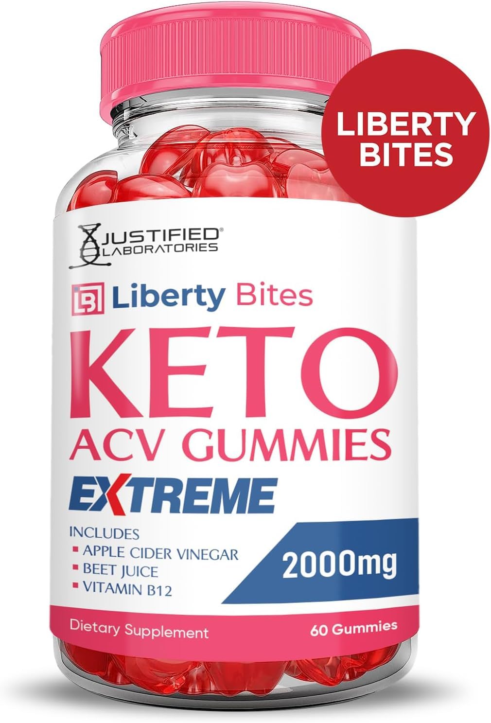 Justified Laboratories Liberty Bites Keto ACV Gummies Extreme 2000MG Gummy 120 Count