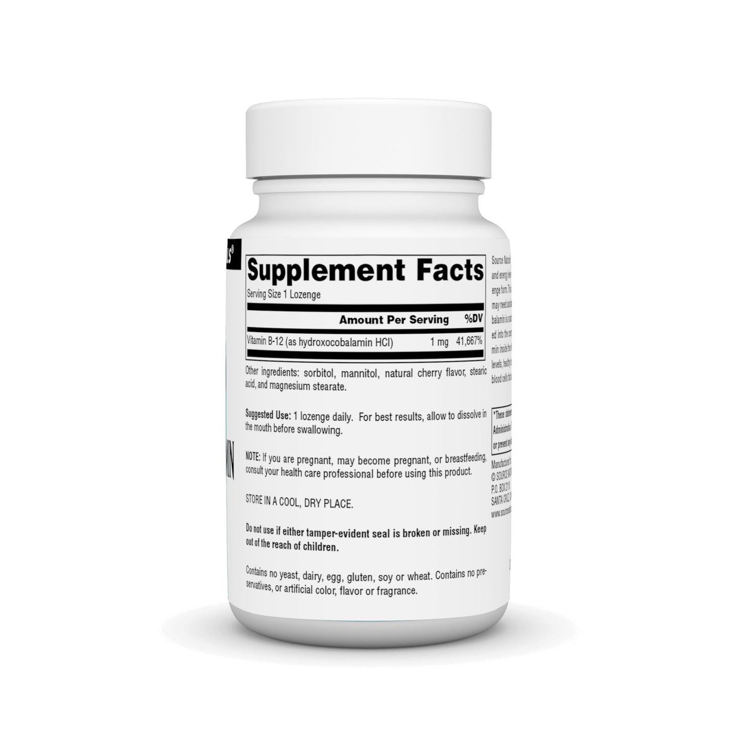 Source Naturals HydroxoCobalamin Vitamin B-12 1 mg Lozenges 120