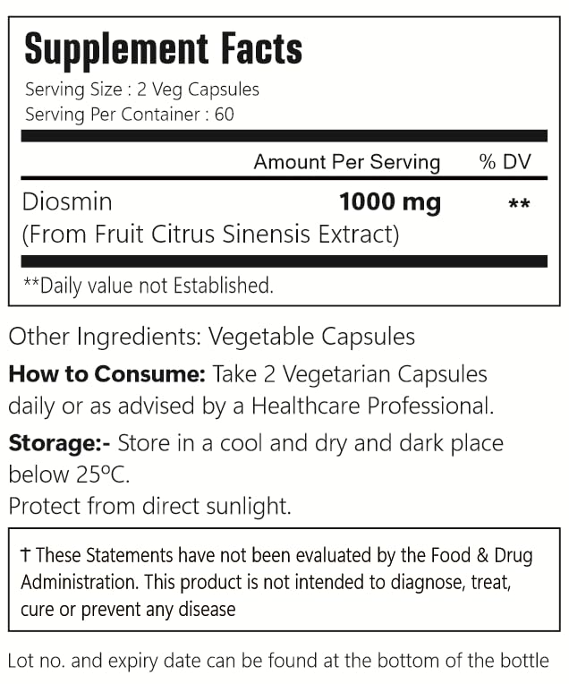 VitaCosmoX Diosmin Capsules 120 Count