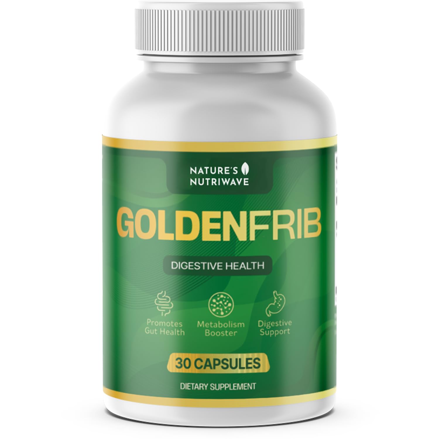 Nature’s NutriWave GoldenFrib Daily Fiber & Botanical Supplement with Psyllium Husk, Flaxseed, Aloe Vera, Apple Pectin & Probiotic Blend 30 Capsules