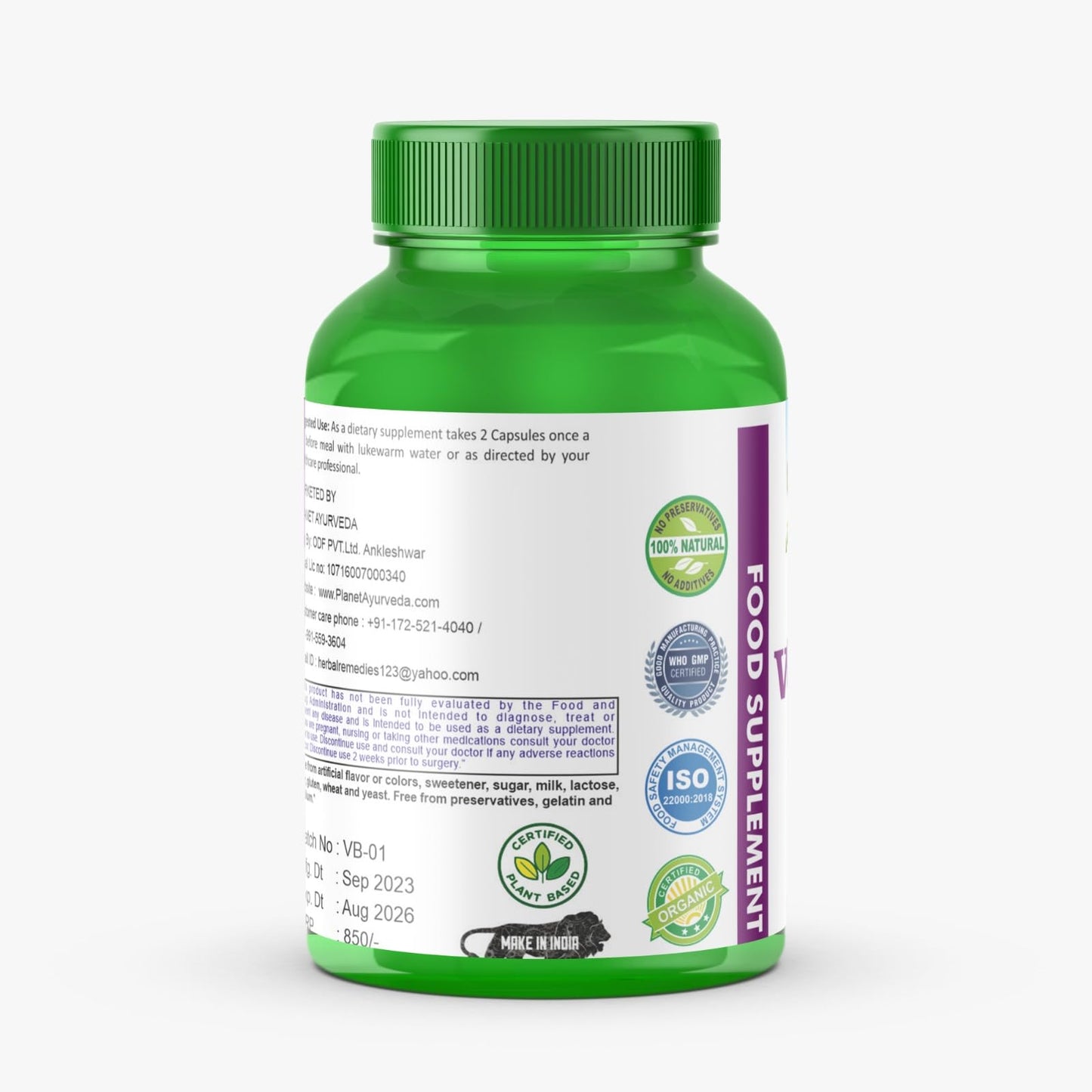 Planet Ayurveda Plant Based Vitamin D3 Organic Tablets, 60 Count