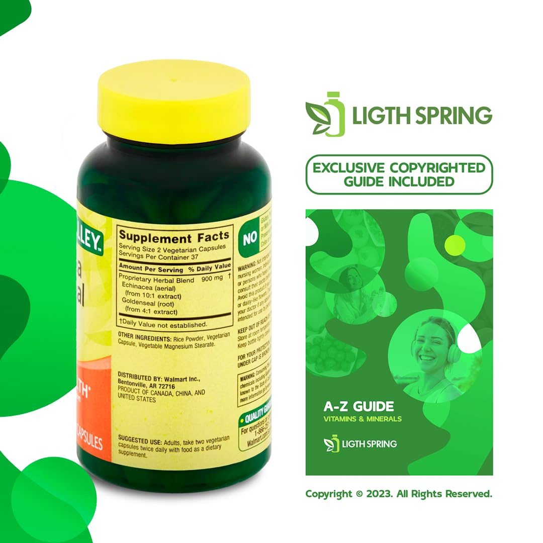 LightSpring Echinacea Goldenseal Blend Dietary Supplement 900 mg Capsule, 75 Capsules