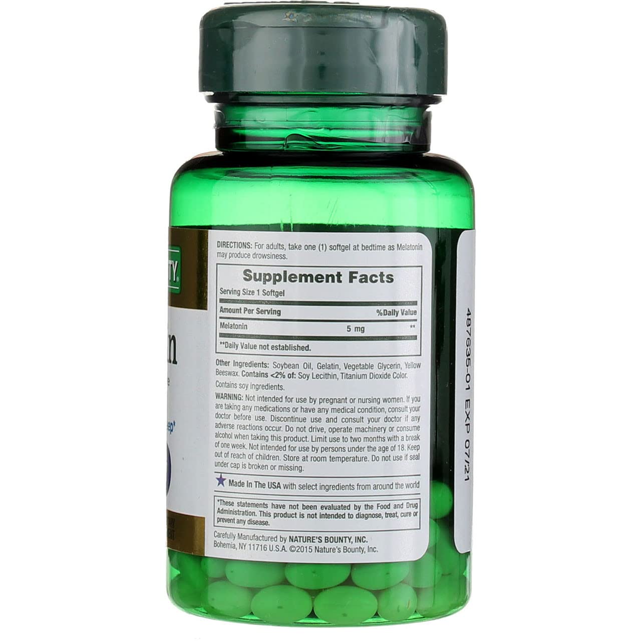 Nature's Bounty Melatonin 5mg Softgels, 60 Softgels