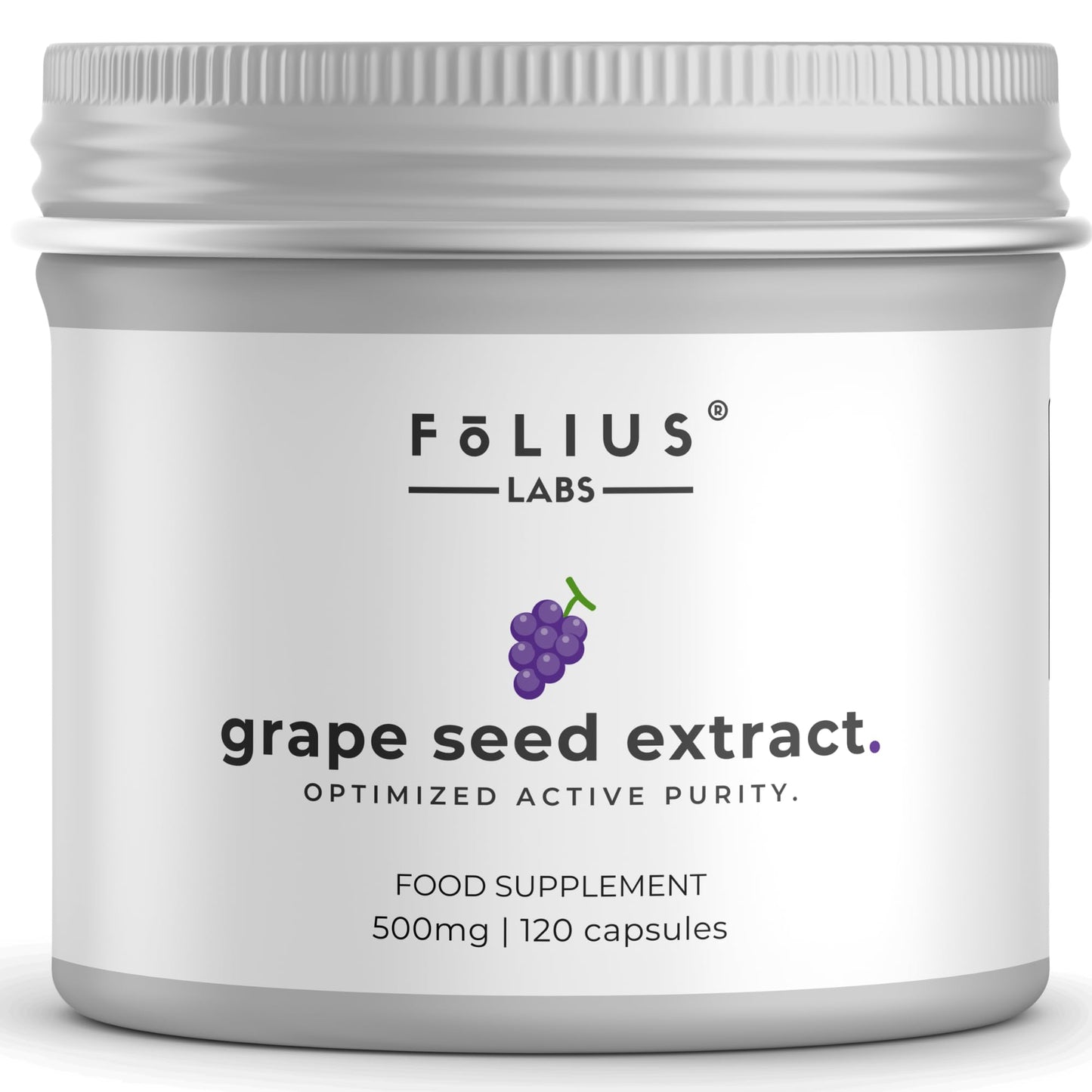 FOLIUS LABS Grape Seed Extract 500mg - 95% OPCs Polyphenols - High Strength Grape Seed Supplement - Support Cardiovascular Health, 120 Capsules