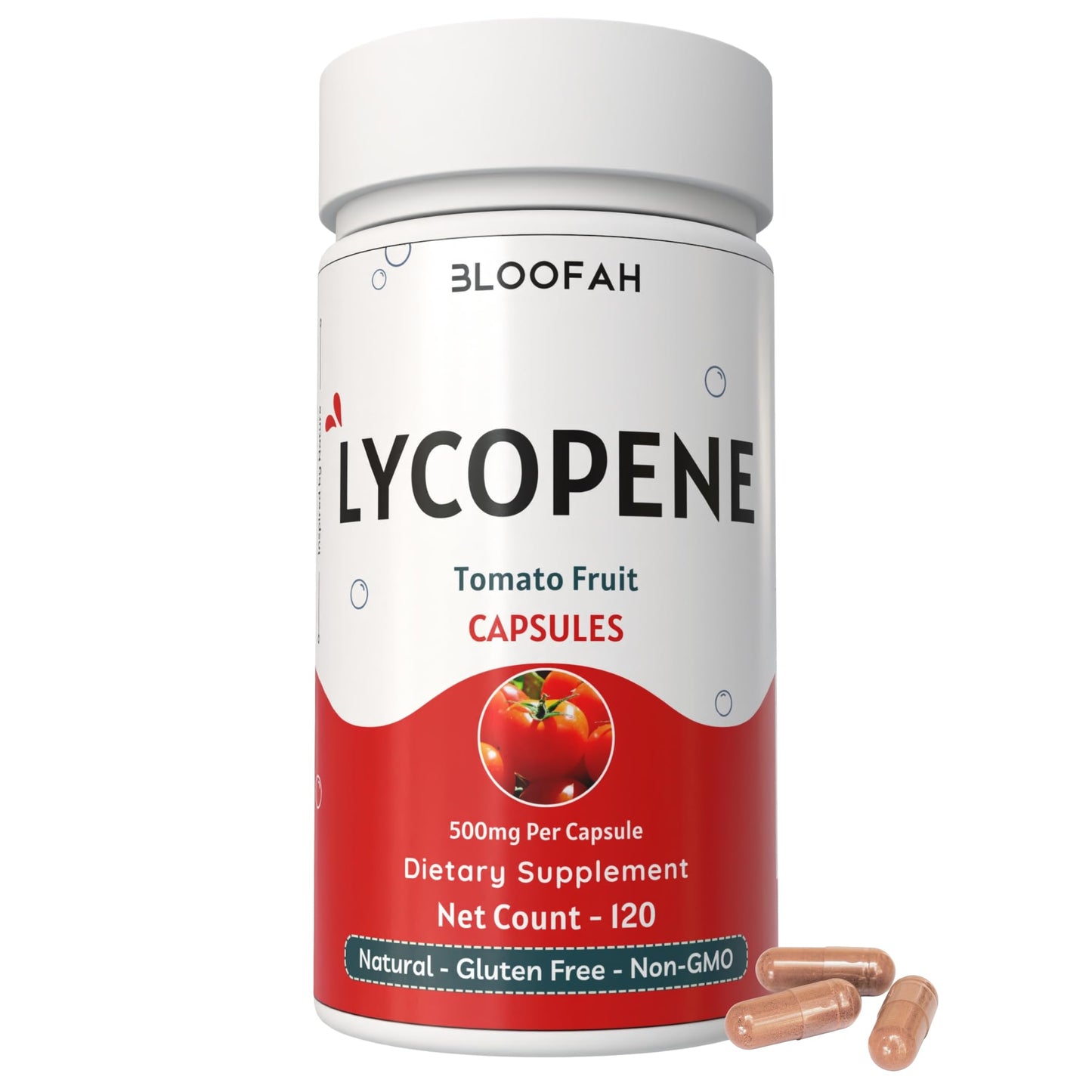 Bloofah Lycopene Supplement Capsules 500mg, 120 Count