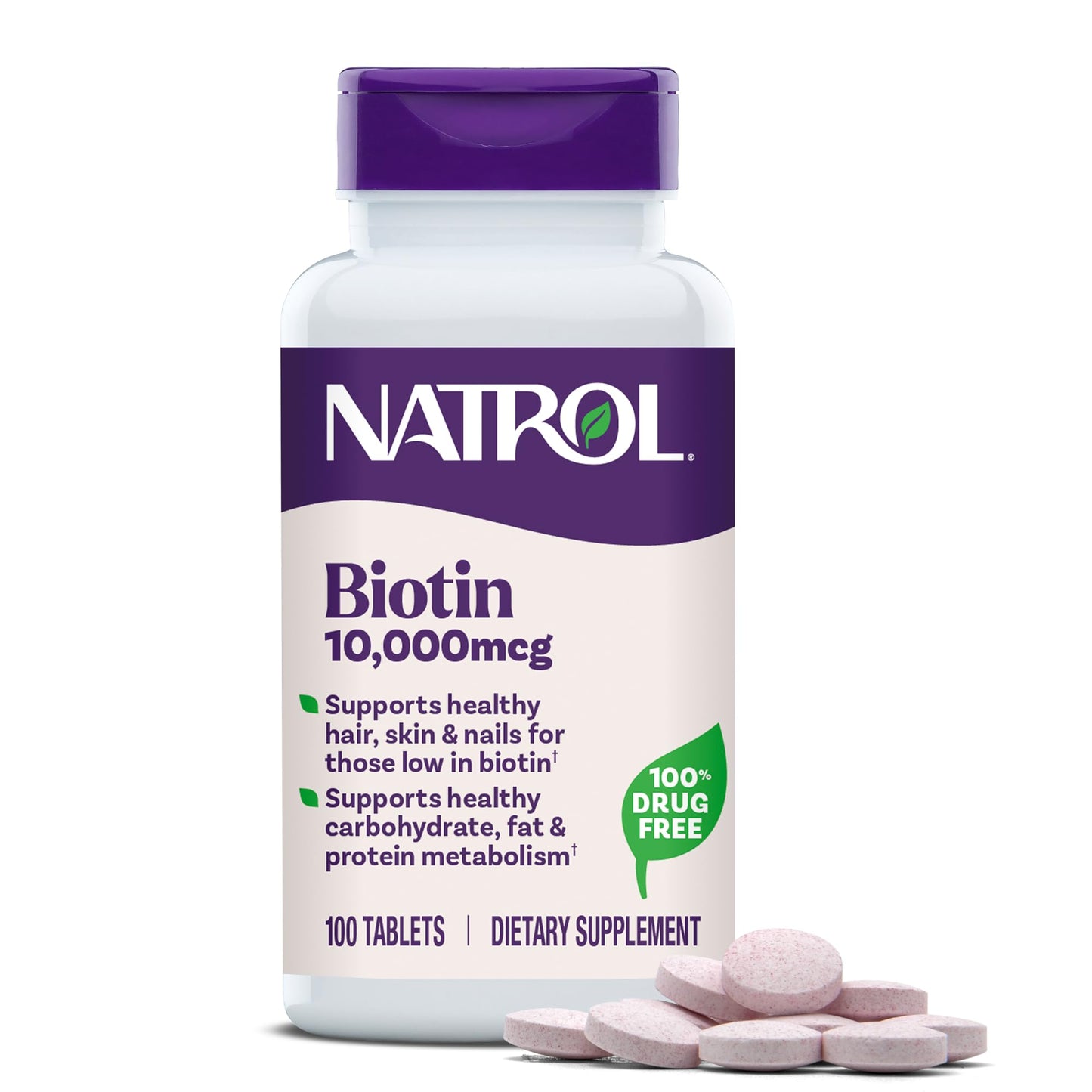 Natrol Beauty Biotin 10,000mcg Tablets, 100 Tablets