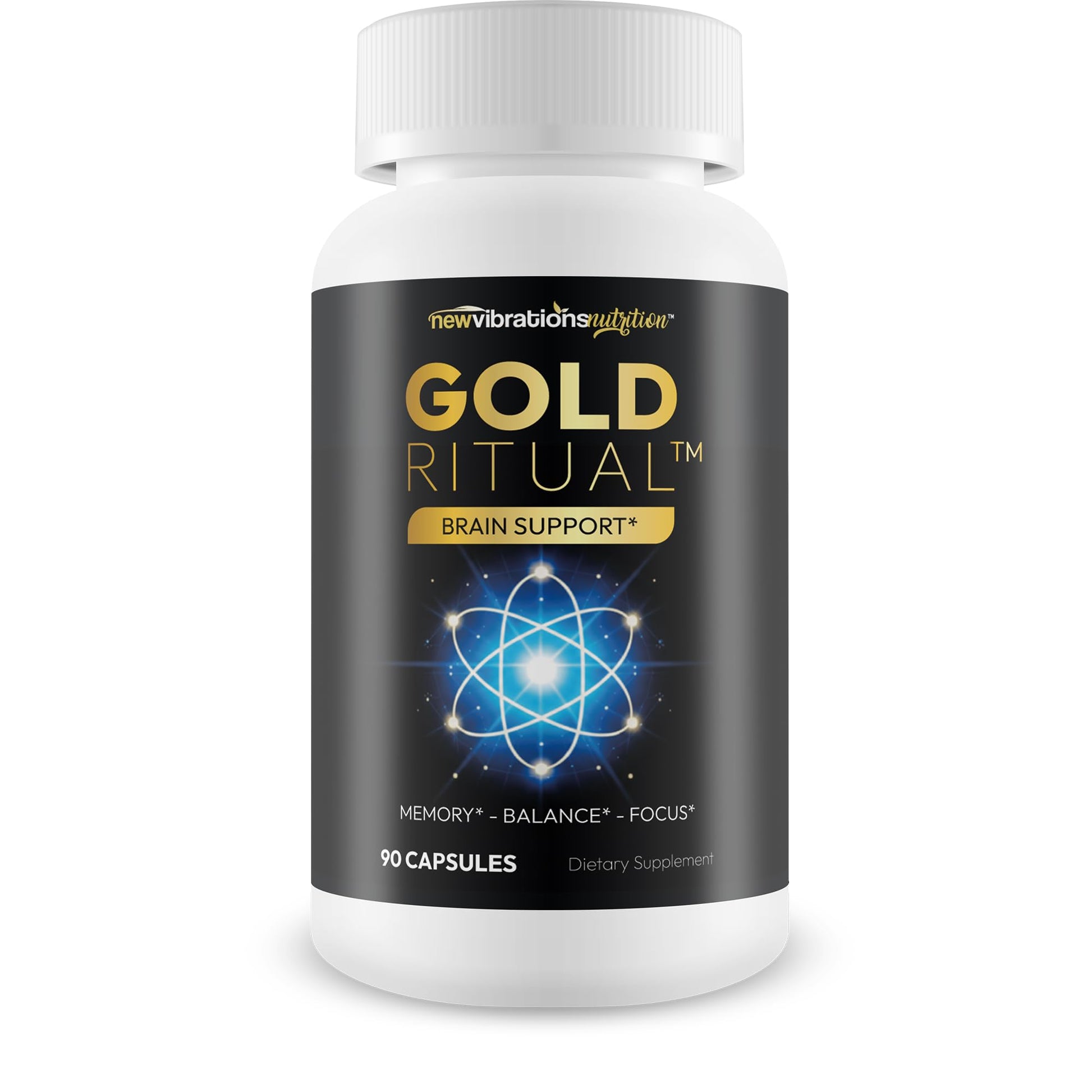 New Vibrations Nutrition Gold Ritual Advanced Memory Formula Capsules 90 Count