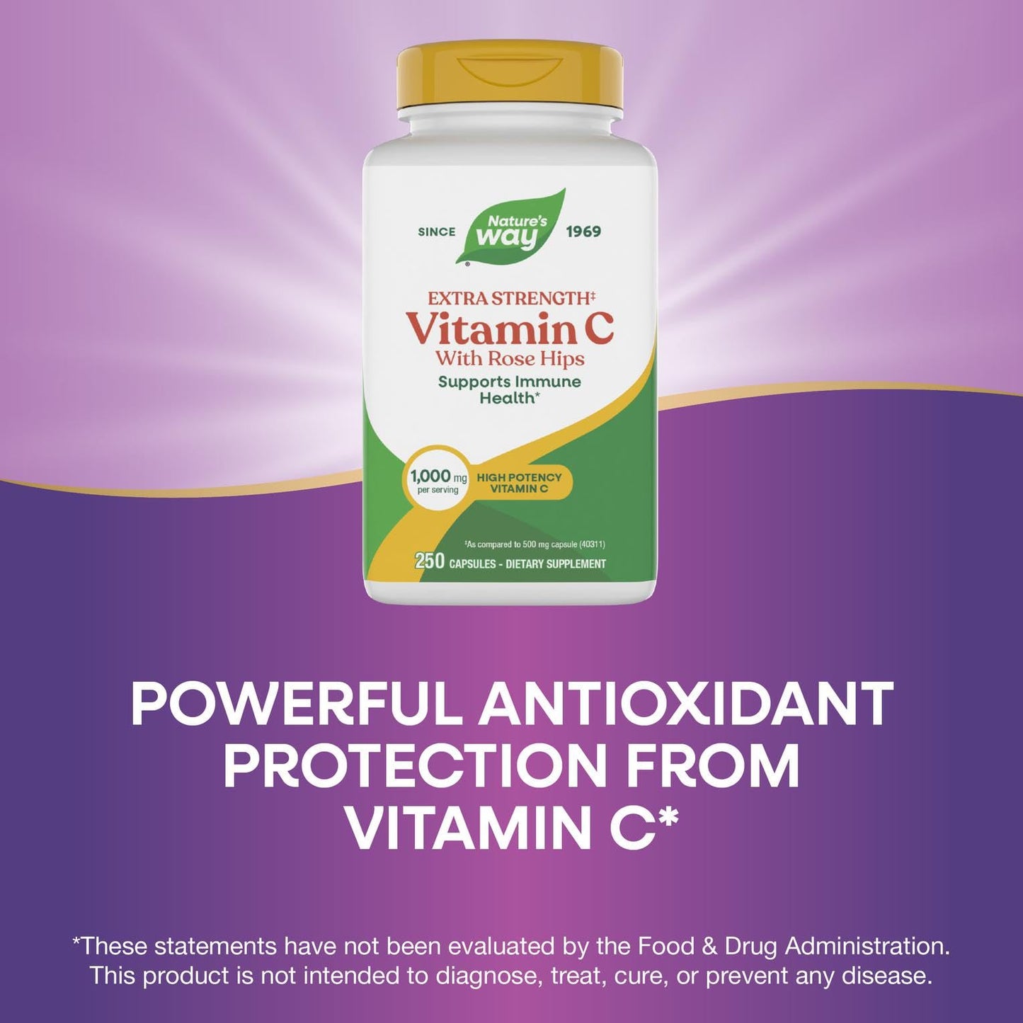 Nature's Way Vitamin C with Rose Hips Extra Strength Capsule 250 Count