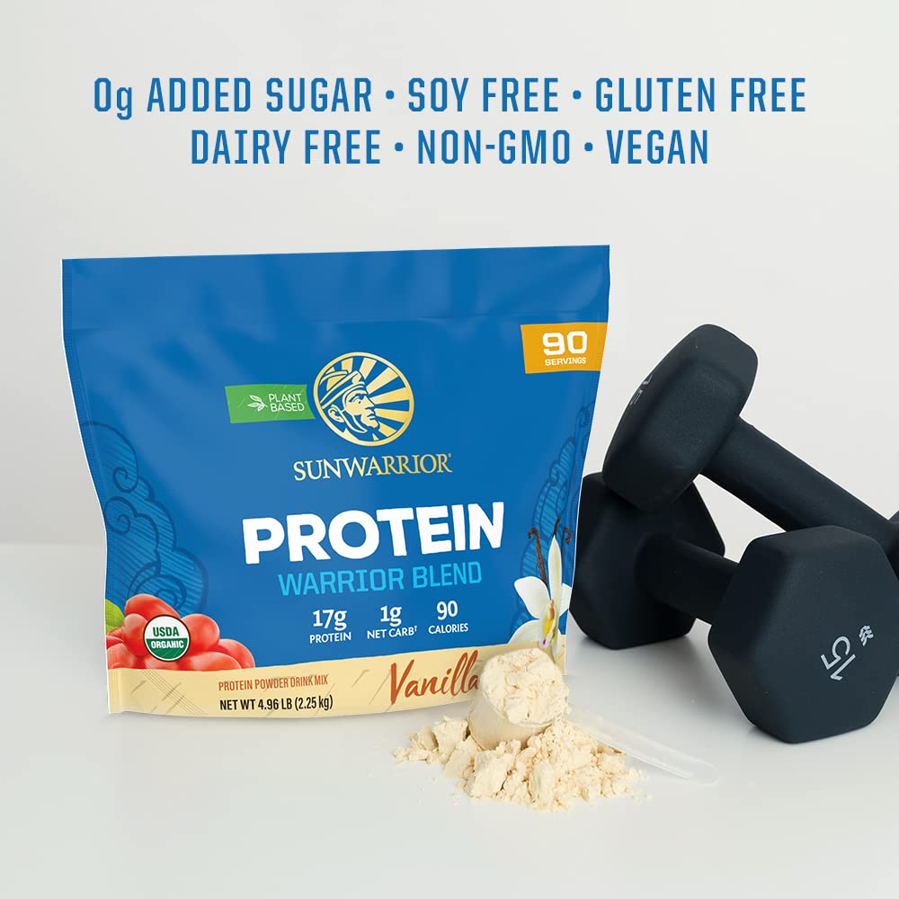 Sunwarrior Organic Plant Based Protein Powder Vanilla, 90 Servings