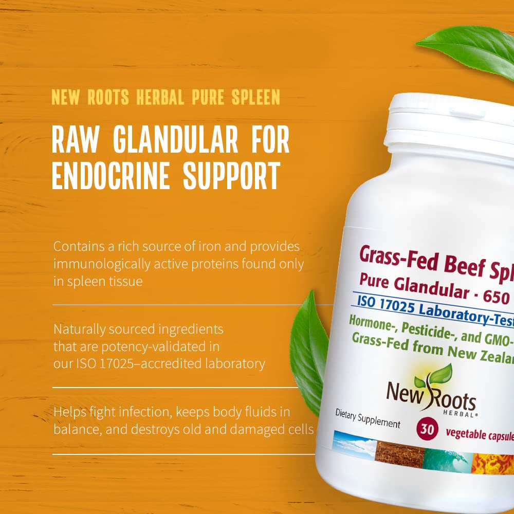 New Roots Herbal Grass-Fed Beef Spleen Capsule, 30 Capsules