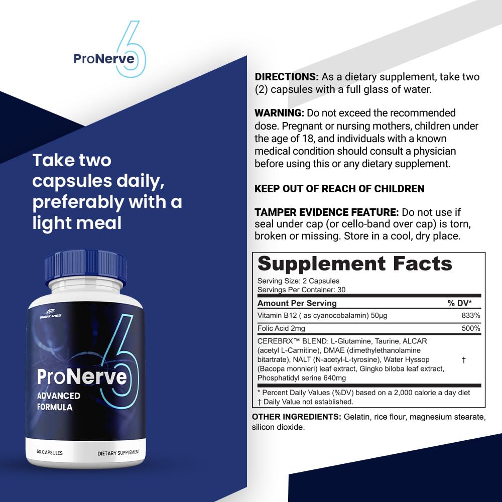 Shark Labs Pro Nerve 6 Cognitive, 60 Capsules