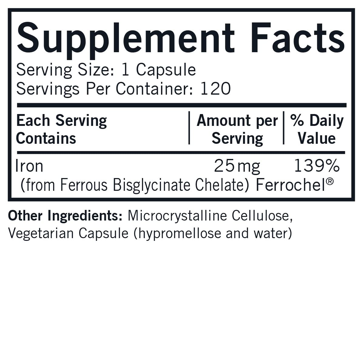 Kirkman Iron 25 mg Bio-Max Series Capsules, 120 Count