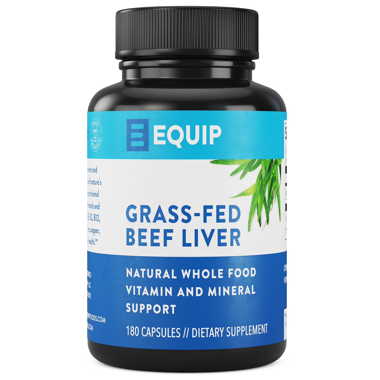 Equip Grass-Fed Beef Liver Desiccated Supplement Capsule 180 Count