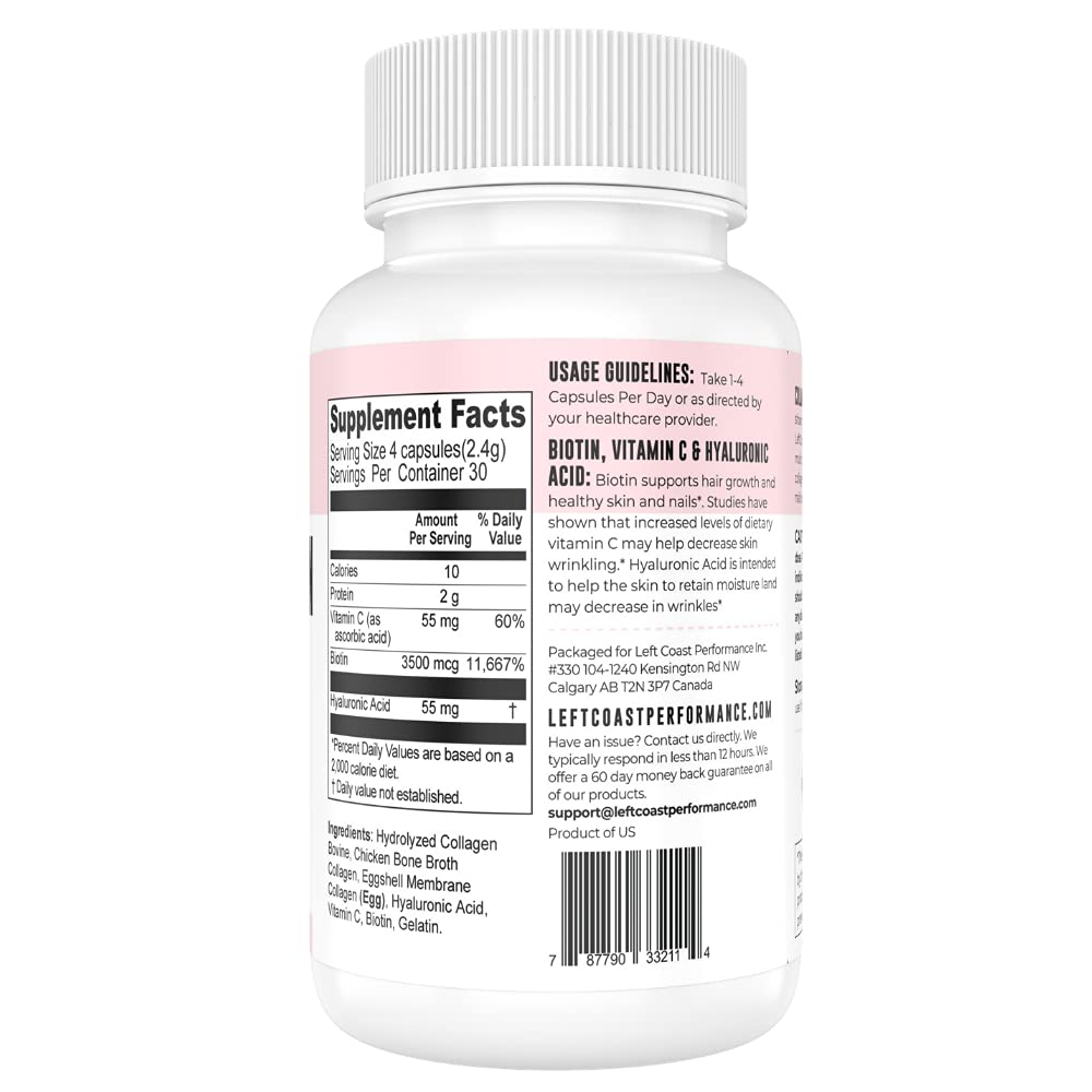 Left Coast Performance Beef Organ Complex Capsules and Multi Collagen Capsules, 300 Capsules