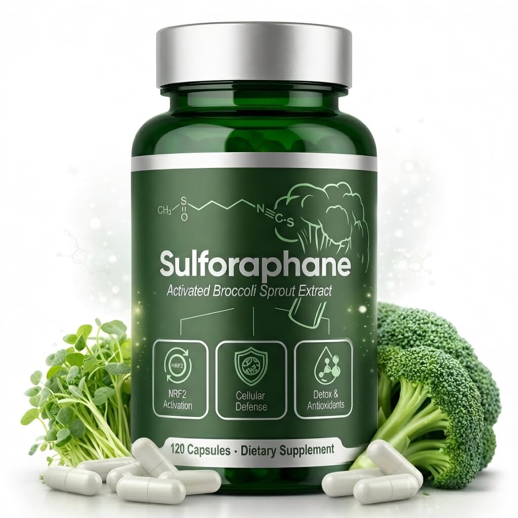QDXHAYC Sulforaphane Supplement - Broccoli Sprout Extract Capsules, 120 Count