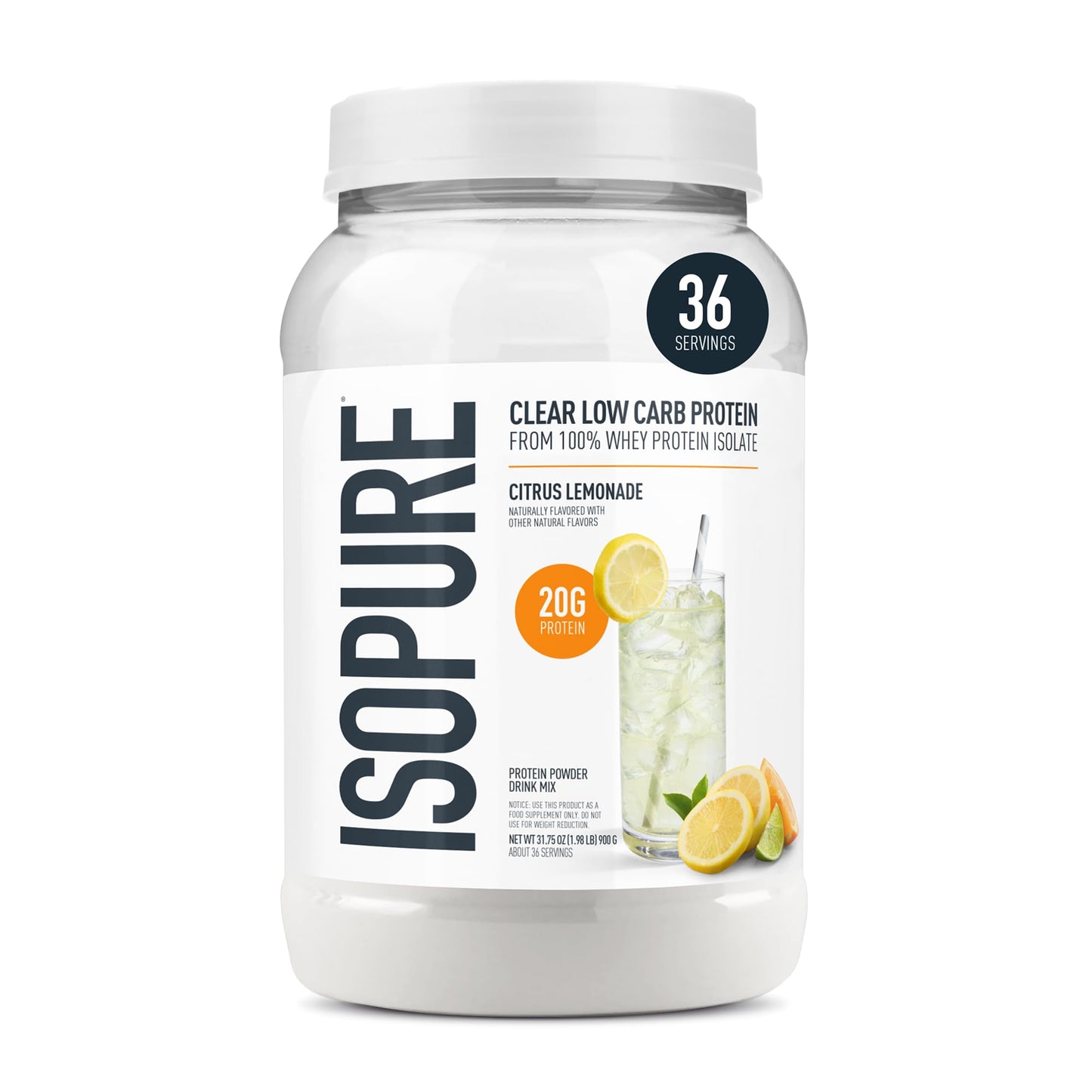 Isopure Clear Whey Isolate Protein Powder, 36 Servings