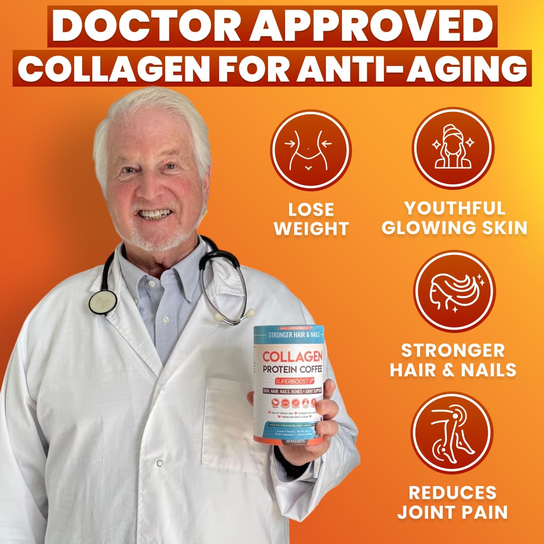 Skinny Coffee SuperBoost Collagen Protein Coffee Powder, 30 Servings